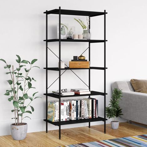 Bibliothèque,Étagère à 5 niveaux de Rangement,Vitrine livres Noir 80x40x163 cm - DH81675 (1/5)