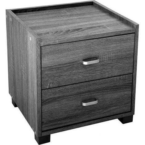 Grauer Schlafzimmer-Nachttisch im Bausatz mit zwei Schubladen cm 43x40x44h