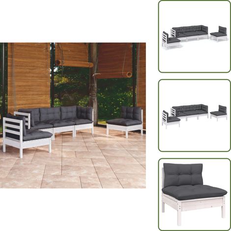 5-tlg. Garten-Lounge-Set mit Kissen Kiefer Massivholz - Gartensessel - Lounge Set - Gartenmöbeln - Rattan Möbel - Kiefernholzmöbel