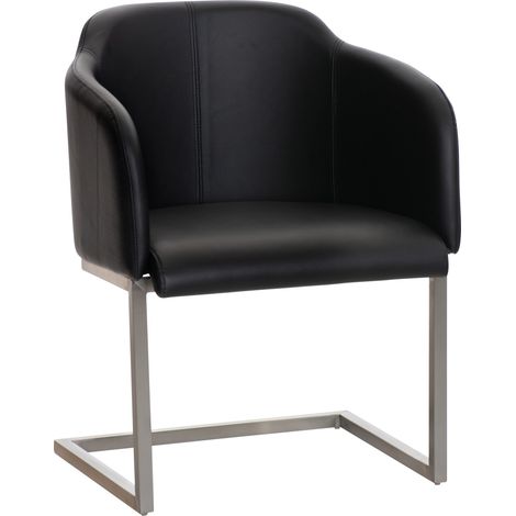 Chaise de salle à manger fauteuil visiteur design moderne en PVC noir et acier inoxydable 100001914 (1/5)