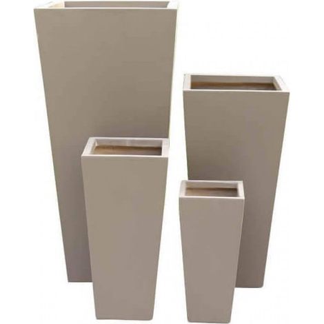 Vasi quadrati a cono alti da giardino in fibra di argilla set 4 pezzi Glicine - BurlyWood
