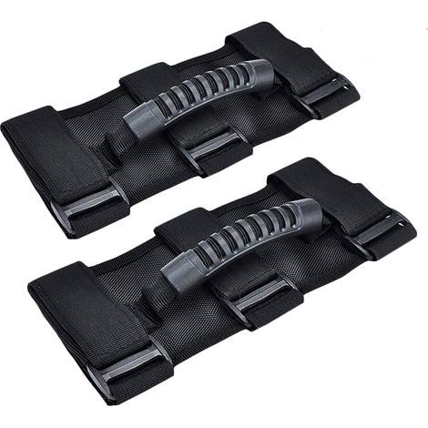 Ensemble de 2 poignées compatibles avec Jeep Wrangler , Conception à 3 Sangles Facile à Installer pour Les modèles 1987-2020 (Noir) (1/5)