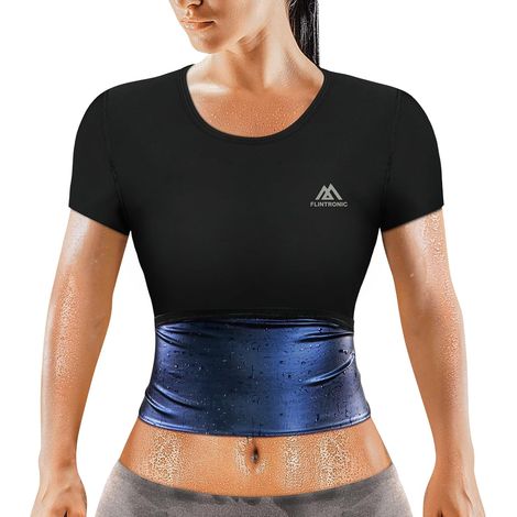 T Shirt de Sudation à Manches Courtes Femme, D'entraînement Formateur Shaper, Débardeur Sudation Amincissant Ventre, pour Entraînement Mise Forme, Cardio (1/5)