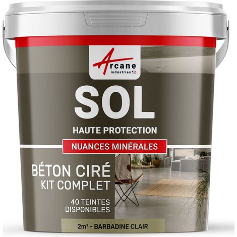 Béton ciré sol en kit Primaire et vernis de finition inclus - 2 m² (en 2 couches) Barbadine Clair - ARCANE INDUSTRIES
