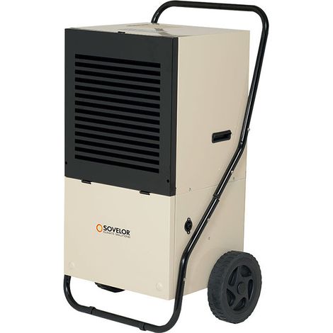 Sovelor – Déshumidificateur mobile 100l/jour DR100E – Débit d'air 1000m3/h – Capacité réservoir 15L – Puissance 1840W pour espaces confinés