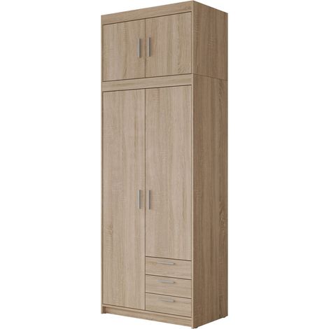 Armoire Novduni 113, Sonoma chêne, 246x90x53cm, Portes d'armoire: Avec des charnières, Nombre d'étagères: 0 (1/4)