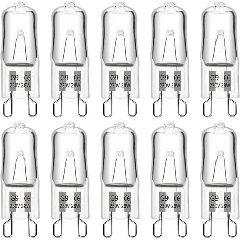 Ampoule halogène G9 28 W 230 V, 370 lm 2700 K blanc chaud à intensité variable, ampoules à capsule G9, pour lustres, lumières de paysage, appliques murales, éclairage d'armoire, Pack O (1/5)