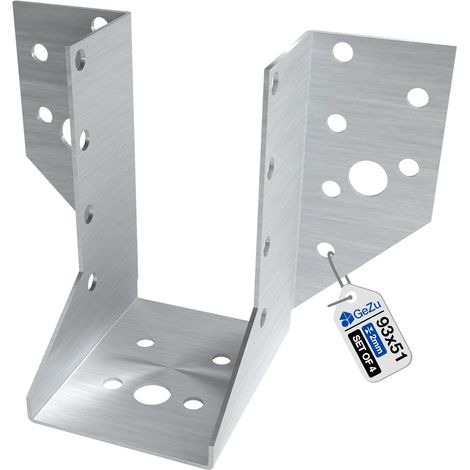 Sabots de charpente 51 x 93 mm – Galvanisé – Ailes extérieures – Sabots de poutre – Connecteurs de suspension pour poutres bois – Support robuste pour charpente et pergola – GeZu Impex
