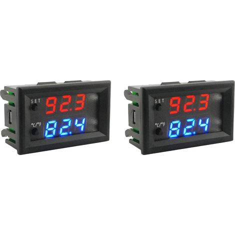 2X W2809 12V AC110-220V Ligne de Sonde Contrôle de TempéRature NuméRique Thermostat D'Affichage à LED avec Instrument de Contrôle de Chaleur/Refroidissement (1/5)