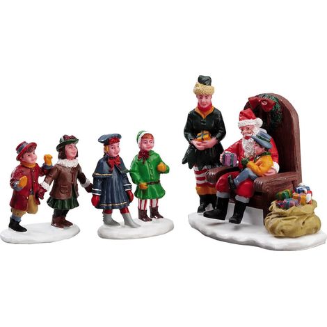 Decorazione "Visitare il set di Babbo Natale di 3" per Villaggio di Natale e presepe, in Resina da h 4,5 cm (1/2)
