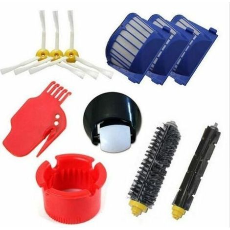 Kit per robot aspirapolvere iRobot Roomba: ruota anteriore + filtro + spazzola laterale per i modelli 600, 536, 551, 552, 528, 564, 595, 610, 620, 630, 650, 655, 660 (1/4)
