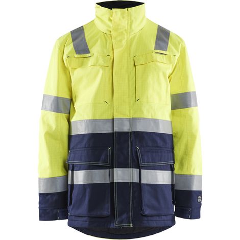 Parka de trabajo invierno ignífuga retardante de llamas 4467 - Amarillo fluorescente/Azul marino L