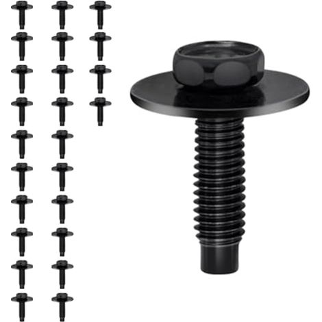 Lot de 25 boulons à tête hexagonale M6-1.0 pour pare-chocs, pare-éclaboussures, boulons M6, boulons hexagonaux, boulon de 10 mm, rondelle de 20 mm (1/4)