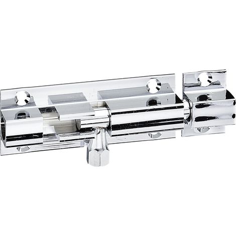 Verrou à grenailles avec bouton en laiton nickelé - poli plaque 63 x 26 mm Ø du boulon 7,3 mm kit de 10