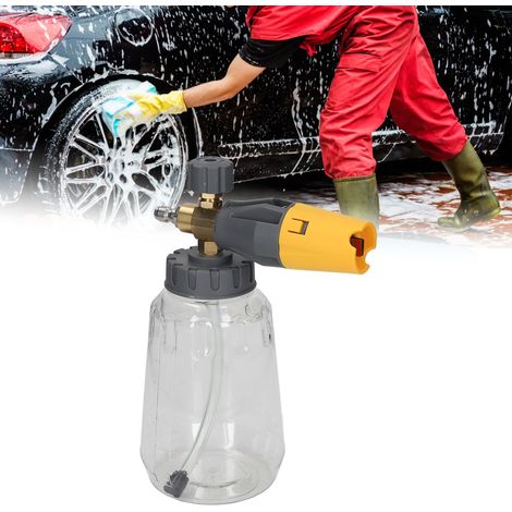 Pulvérisateur de mousse haute pression 4000 psi, pistolet à eau, pulvérisateur de mousse multifonctionnel, pistolet haute pression, interface de connexion rapide 1/4" NPT, jaune souci entièrement tran (1/5)