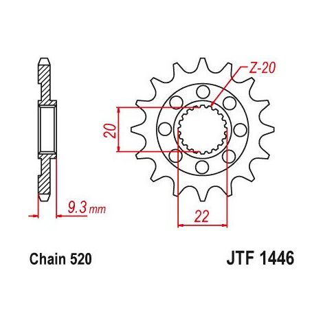 Pignon TT Lightweight Kawasaki - 520 - 13 Dents - Similaire JTF1446 - Made in Germany (1/2)