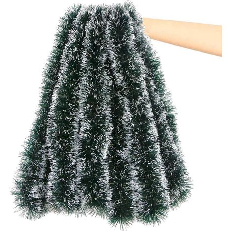 Weihnachtsgirlande 10m grün mit Schnee, PVC, für Innen & Außen