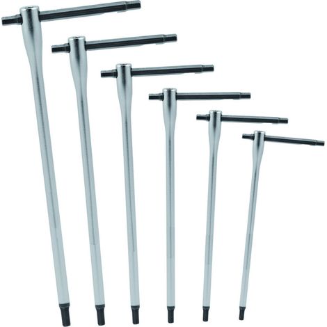 Trade Shop - Juego De Llaves Torx T 9 Piezas Varilla Deslizante Macho Larga T8 - T40 -