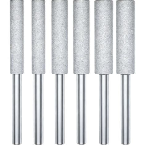Cabezales de rectificado de óxido de aluminio de 4 mm, 4,8 mm y 5 mm para cadenas de motosierras de gasolina y eléctricas, color plata [6 piezas 4,0 mm + 4,8 mm + 5,5 mm x 2]
