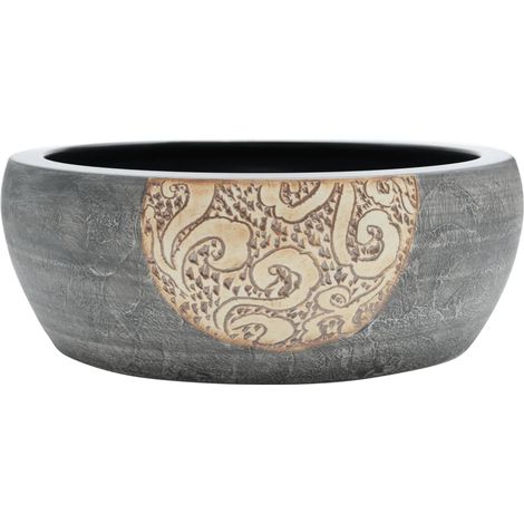 Maison Exclusive - Lavabo da Appoggio Nero e Marrone Rotondo Φ41x14 cm Ceramica