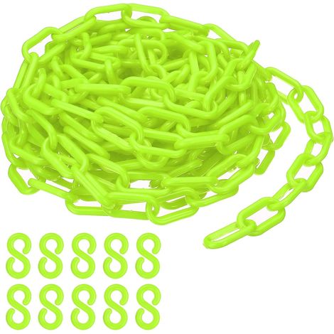 Chaîne en Plastique, 25 Pieds de Chaîne de Sécurité pour le Contrôle des Foules, Maillons de Chaîne en Plastique Vert de 1/4 Pouce (6 mm) pour Files d'Attente, Stationnement (1/5)