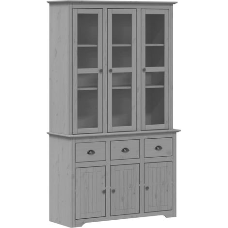 Credenza buffet cassettiera mobile contenitore organizer cucina soggiorno soggiorno BODO 115,5 x 43 x 200,5 cm legno massello di pino grigio 020030803