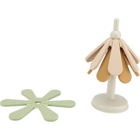 Dessous de plat en forme d'arbre, pliable et isolant thermique, résistant à la chaleur et anti-brûlures, pour plan de travail de cuisine, base ronde (1/5)