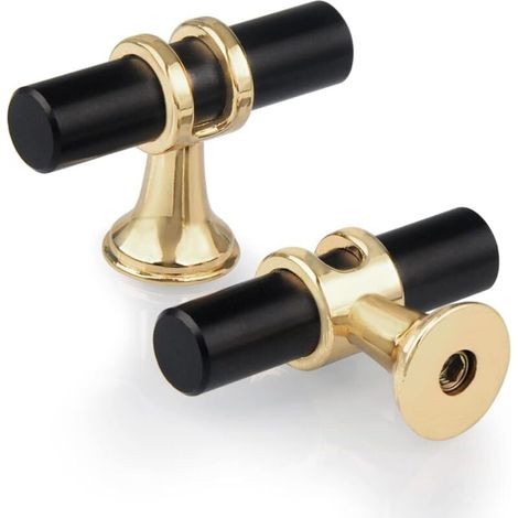 Lot de 10 Boutons de NoirTiroir Monotrou en T,Moderne Poignée T Armoire Porte Alliage de Zinc Unique Trou Boutons pour Cuisine Meuble Armoire Placard (1/4)