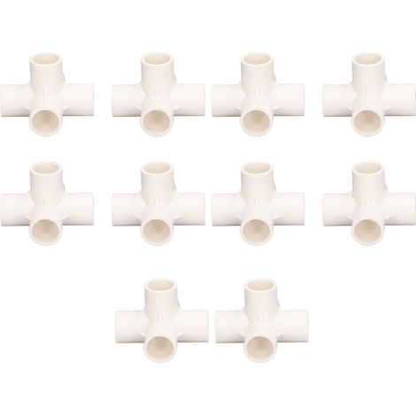 10 raccords de tuyau PVC 20 mm en T 5 voies angle droit 3D pour meubles blancs lot de 10 (1/5)