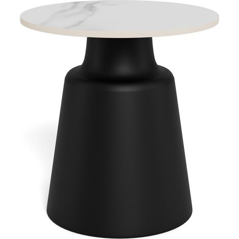 Mesa auxiliar Norsica 1047, Blanco + Negro, 48x0x0cm, Diámetro: 45, Cerámica, Redonda