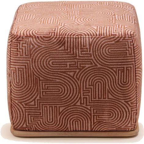 Pouf en Bois et chenille bicolore Klark ARNEL (1/4)