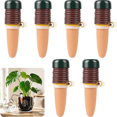 Lot de 6 Arrosage Stakes Automatique Système d'Arrosage, rouge Piquets d'arrosage pour plantes d'intérieur, Irrigation par Égouttement Automatique de Plante Libération Lente pour Jardin (1/5)