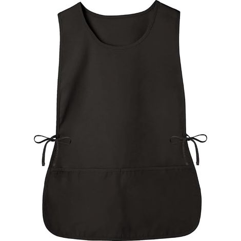 Schürze im Kittelstil mit seitlichen Bindebändern und zwei tiefen Taschen, Unisex, geeignet für Küchenarbeiten – schwarz (1/4)