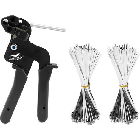 Cable tying gun, metal cable tie gun, with 200 stainless steel cable ties of 4.6 x 250 mm, cable tie tool (1/5)