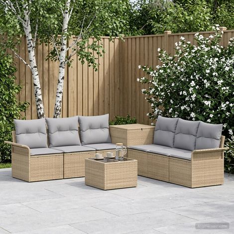 vidaXL Juego de Sofá 8 uds. Beige y Gris Claro 55 x 55 x 37 cm (1/5)