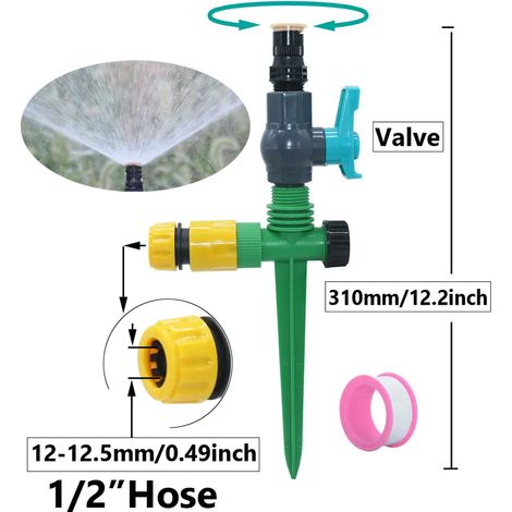 (B) Arroseur de jardin rotatif à 360° - Système d'irrigation - Arroseur en plastique - Support pour l'agriculture, pelouse et ferme (1/5)