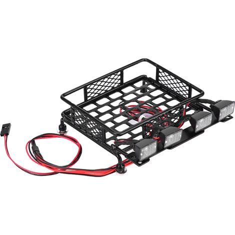 Porte-bagages de toit compact avec éclairage LED pour voiture RC SCX10 1/10 (4 blancs) (1/5)