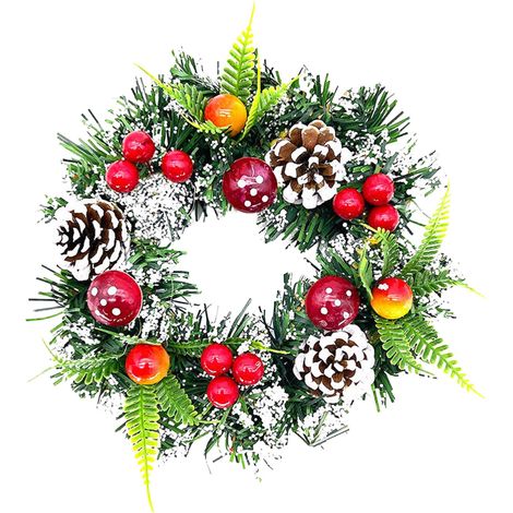 Guirlande De Baies - Couronne De Noël En PVC - Décoration Hivernale Pour Porte D'Entrée - 40 X 40 Cm - 1 Pièce (1/4)