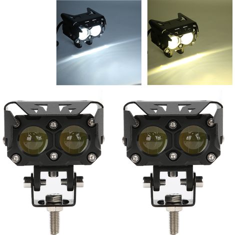 Lot de 2 projecteurs LED 120 W 4500 lm, jaune et blanc, étanches IP67, pour moto, SUV et pick-up. (1/5)