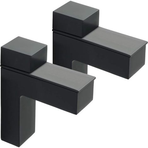 Dos soportes ajustables para estantes de cristal, fabricados en aleación de zinc negro mate. (1/5)