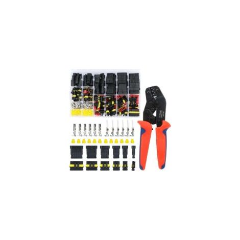 709-teiliges wasserdichtes Steckverbinderset, wasserdichter Steckverbinder mit Crimpzange, wasserdichter elektrischer Steckverbinder für Auto und Motorrad, 1/2/3/4/5/6-polig – Crezuo (1/4)