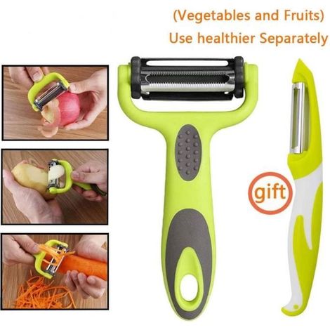 3 en 1 Éplucheur- Idéal pour peler les pommes de terre, les carottes et divers fruits et légumes - 2Pcs (1/3)