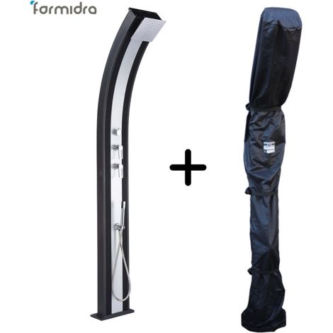 Hybride Dusche Dada Curve 40L Anthrazit / Gebürstetes Aluminium mit Duschabdeckung