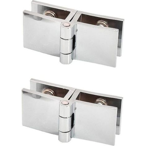 Lot de 2 charnières de porte de bibliothèque en verre, pivot à 180°, clip bilatéral, facile à installer, pince en verre (1/4)