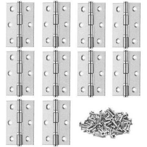 10 Pcs Charnière Pliables Inox pour Piano Meuble Paumelles de Porte pour Placard Fenêtre avec Vis (1/4)