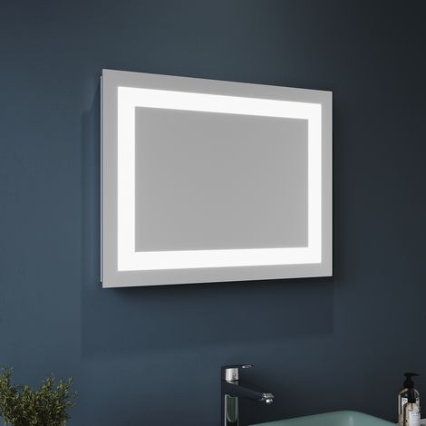 SONNI LED Badspiegel Badezimmerspiegel Beleuchtung Wandspiegel kaltweiß licht Wandschalter Energiesparender IP44 50x60cm (1/5)