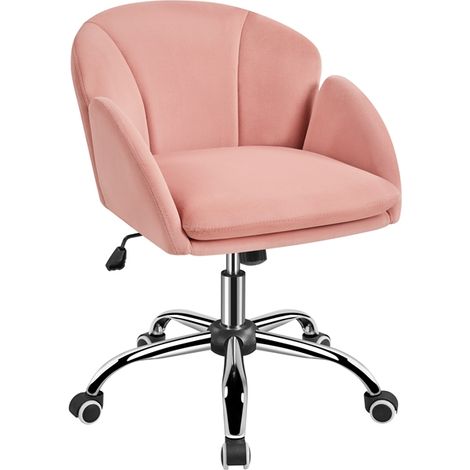 Yaheetech Sedia Poltroncina per Ufficio Ergonomica in Velluto Imbottita Altezza Regolabile Girevole Portata 136 kg Rosa Chiaro (1/5)