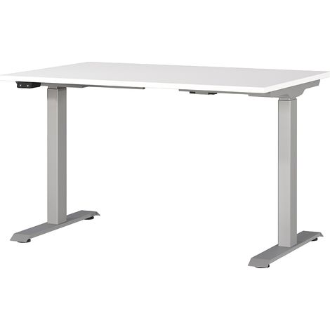 Schreibtisch 120cm, elektrisch höhenverstellbar, weiß/silber, JESOLO-01 (1/4)