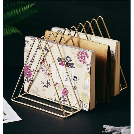 Steel magazine rack in the shape of a triangle for magazines or documents Rose Gold (1/5)