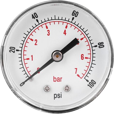 Manomètre, Manomètre 50mm 1/4 Manomètre Axial BSPT pour Air, Eau, Pétrole et Gaz(0-100psi 0-7bar) (1/5)